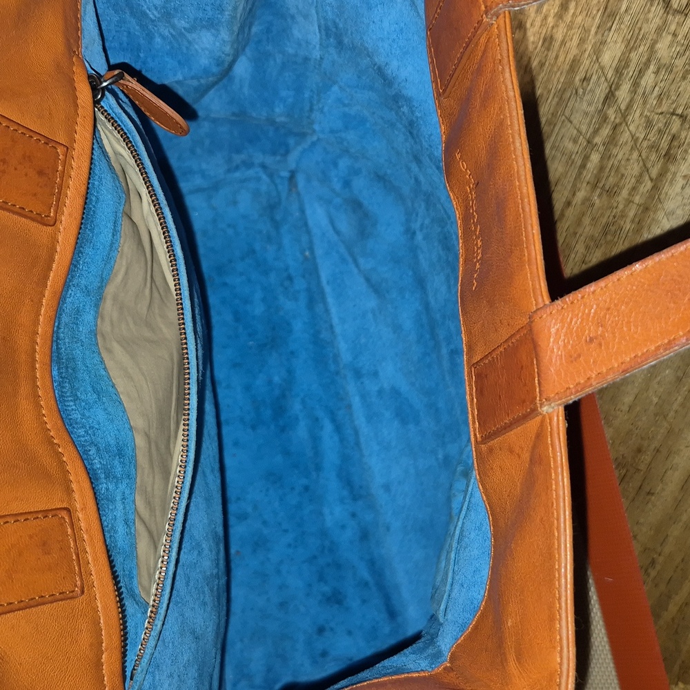 Bottega Veneta Persimmon Intrecciato Woven Leather Tote With Blue Suede Interior - Picture 9 of 14